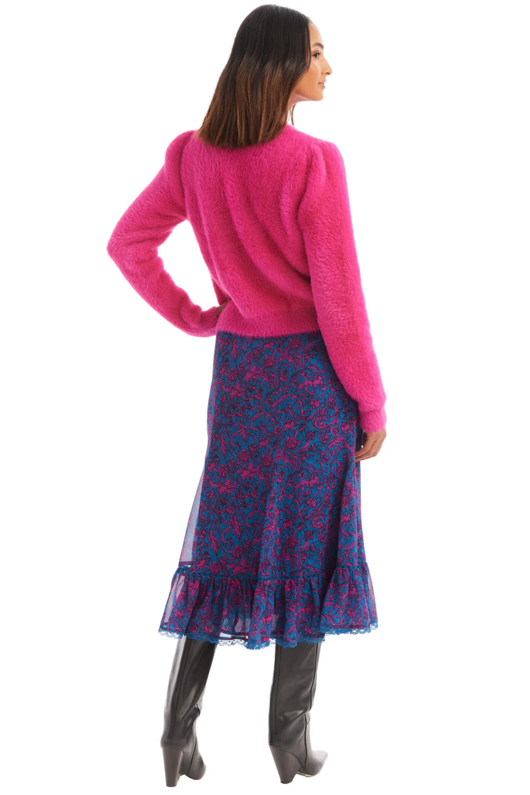 Jeweled Sloan Cardigan - Hot Pink