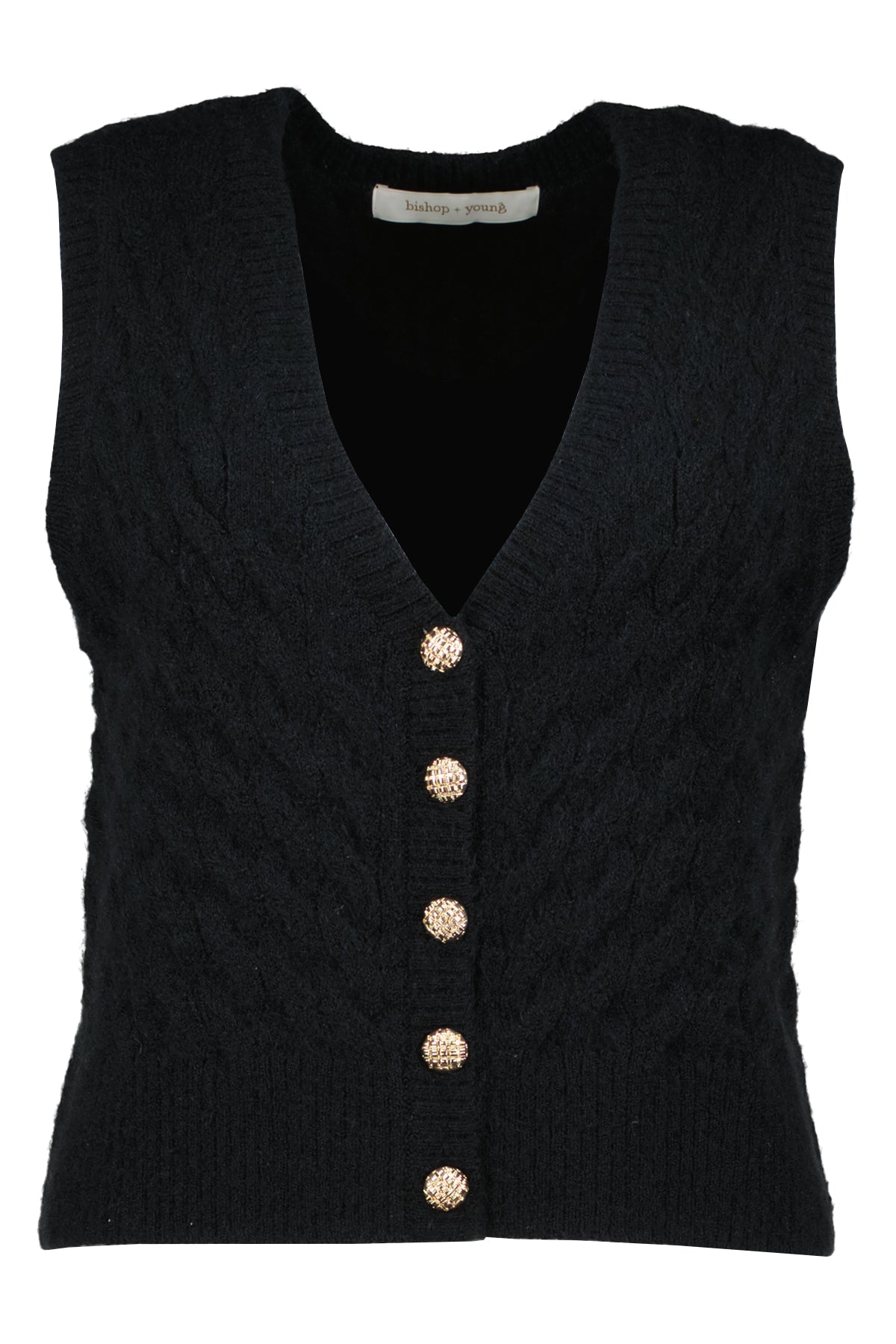 Estella Cable Knit Vest - Black