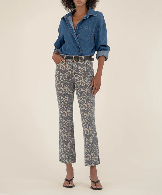 Kelsey High Rise Ankle Flare Jean - Tan/Brown
