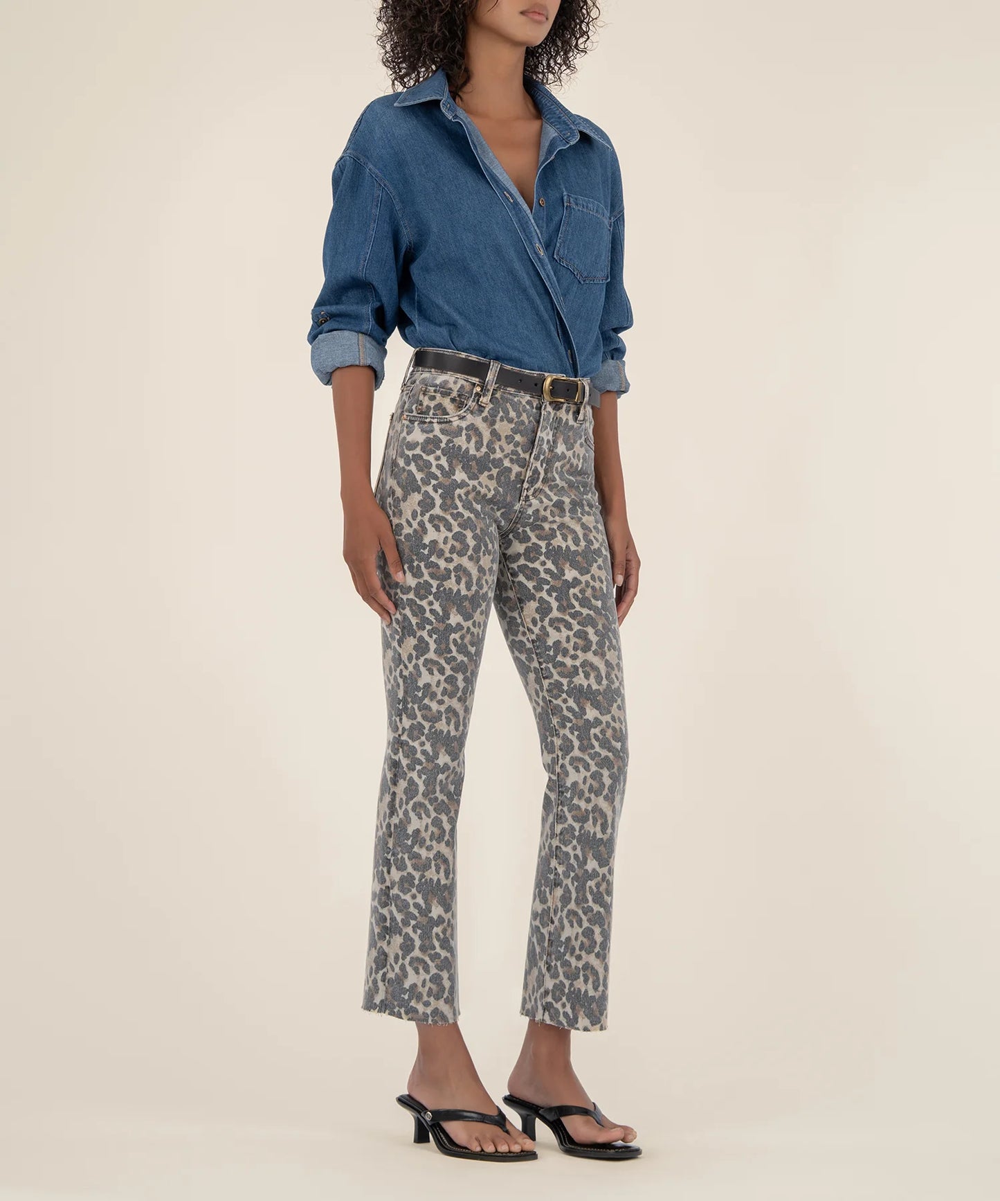 Kelsey High Rise Ankle Flare Jean - Tan/Brown