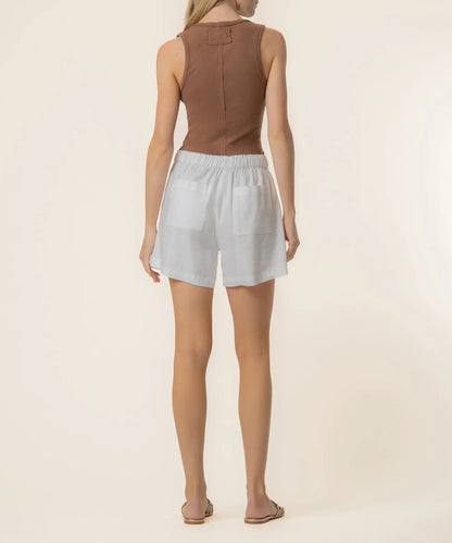 Preston Linen High Rise Short - White