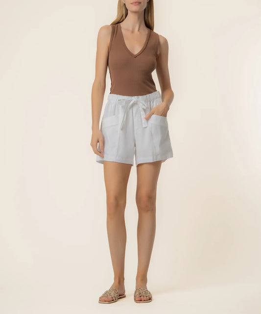 Preston Linen High Rise Short - White