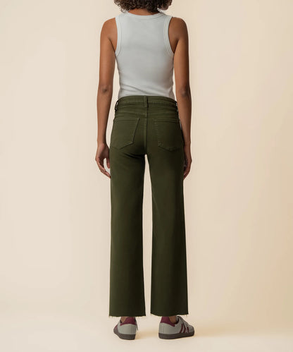 Meg High Rise Raw Hem Wide Leg Jean - Tuscan Olive