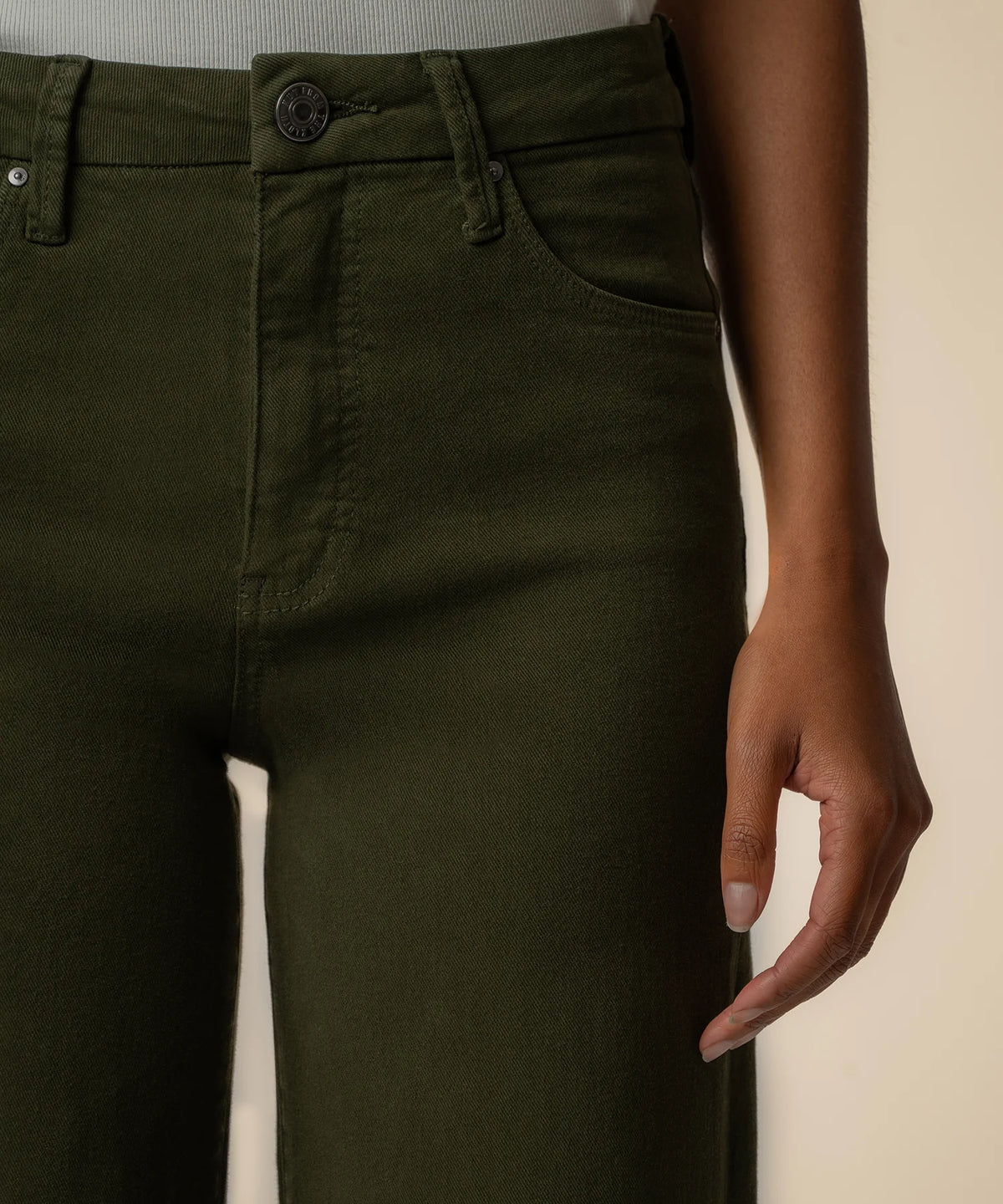 Meg High Rise Raw Hem Wide Leg Jean - Tuscan Olive