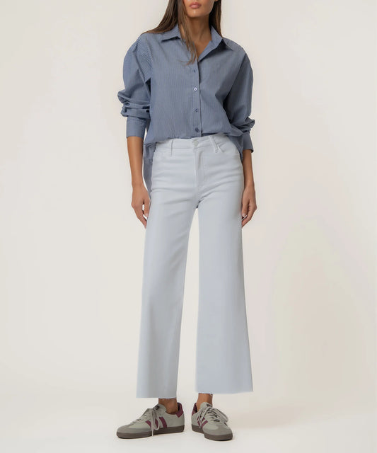Meg High Rise Wide Leg Raw Hem Jean - Optic White