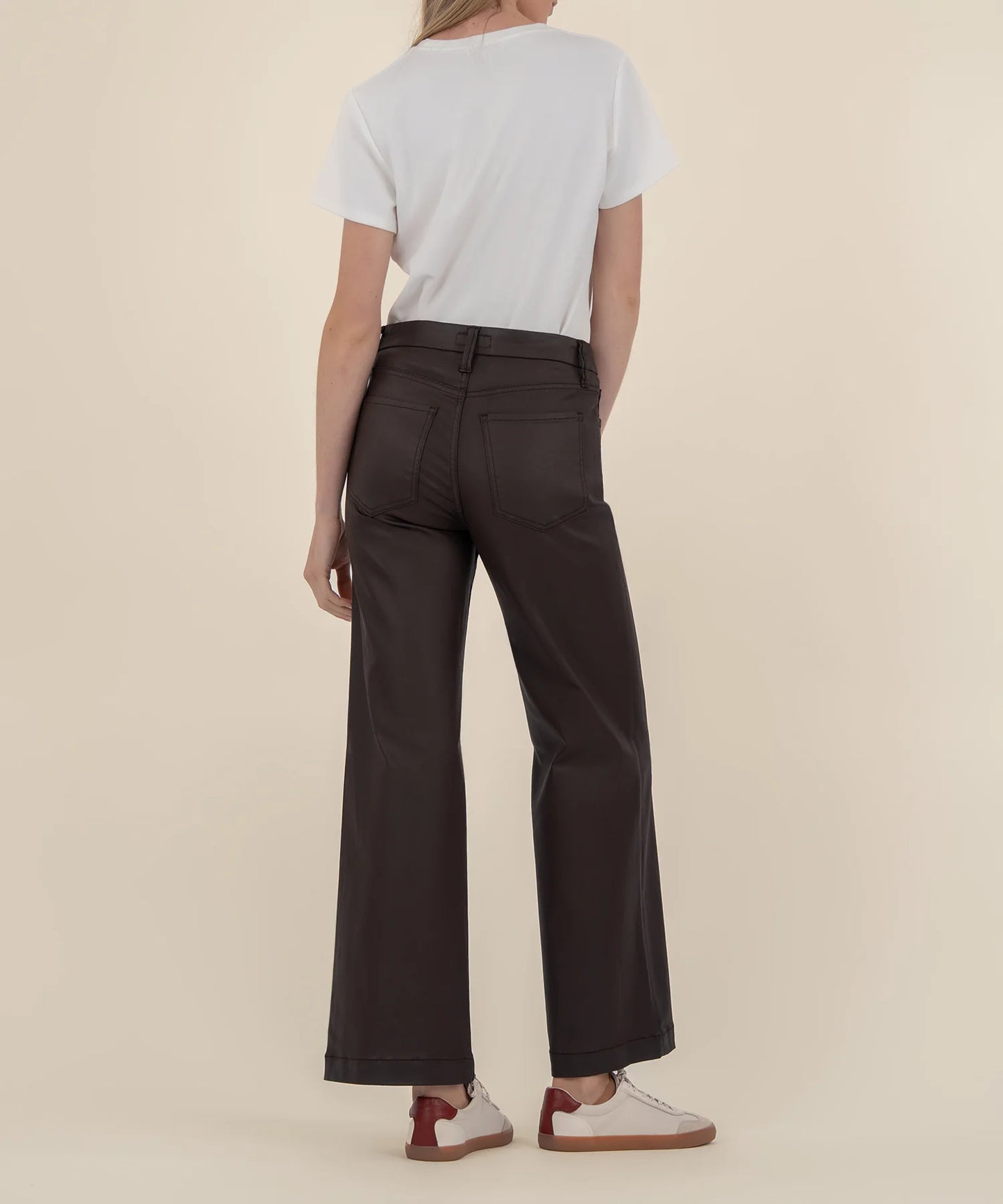 Meg Coated High Rise Wide Leg Jean - Chocolate