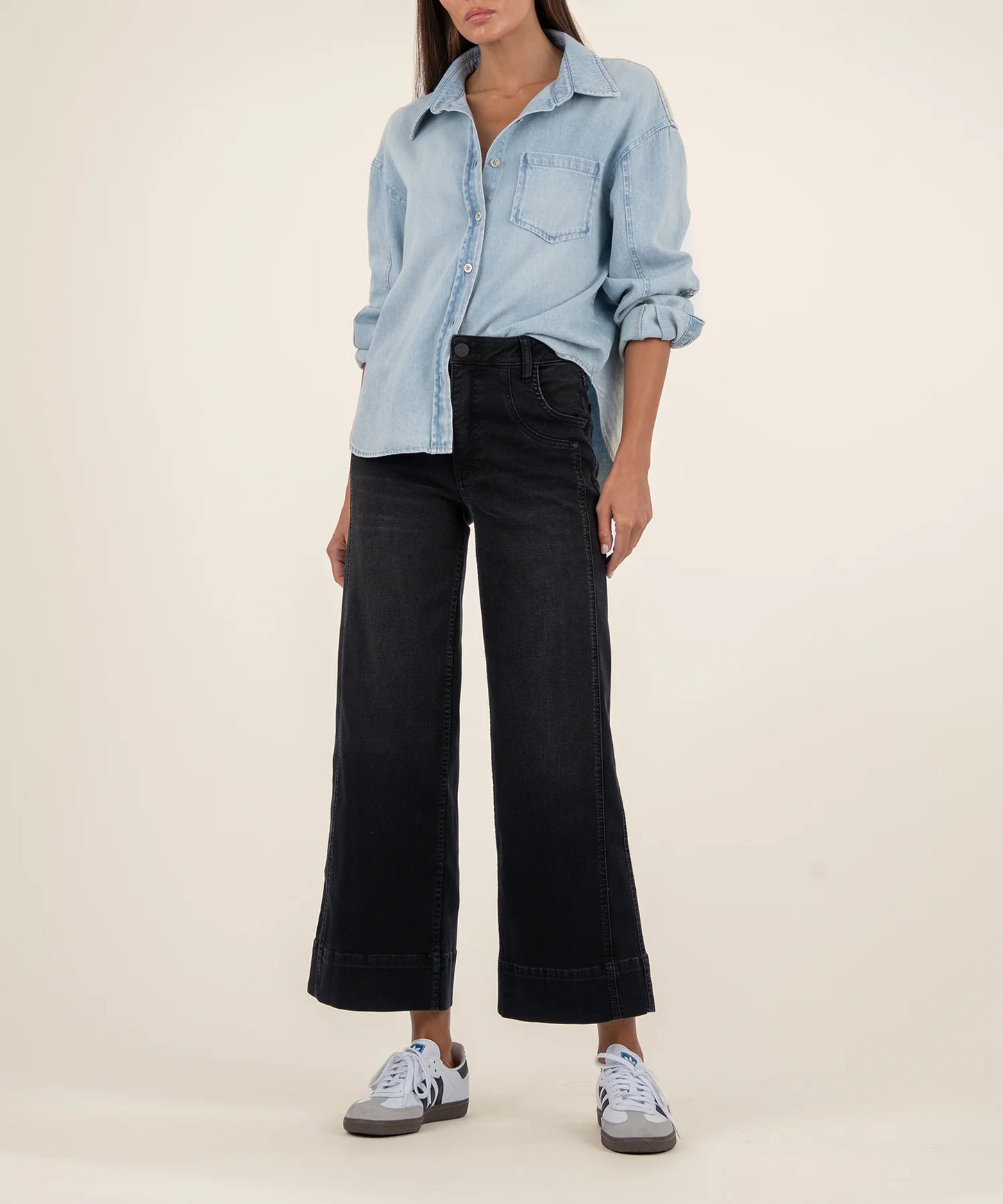 Meg High Rise Wide Leg Jean - Glittering