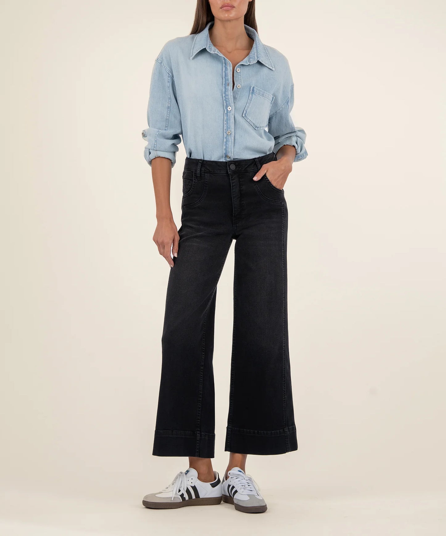 Meg High Rise Wide Leg Jean - Glittering