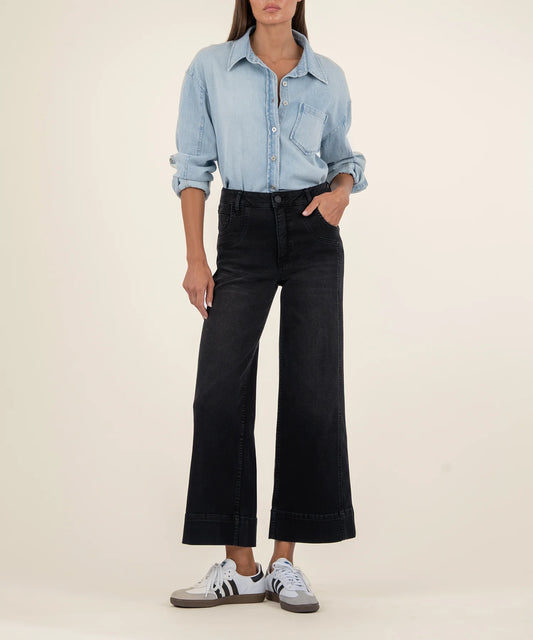Meg High Rise Wide Leg Jean - Glittering