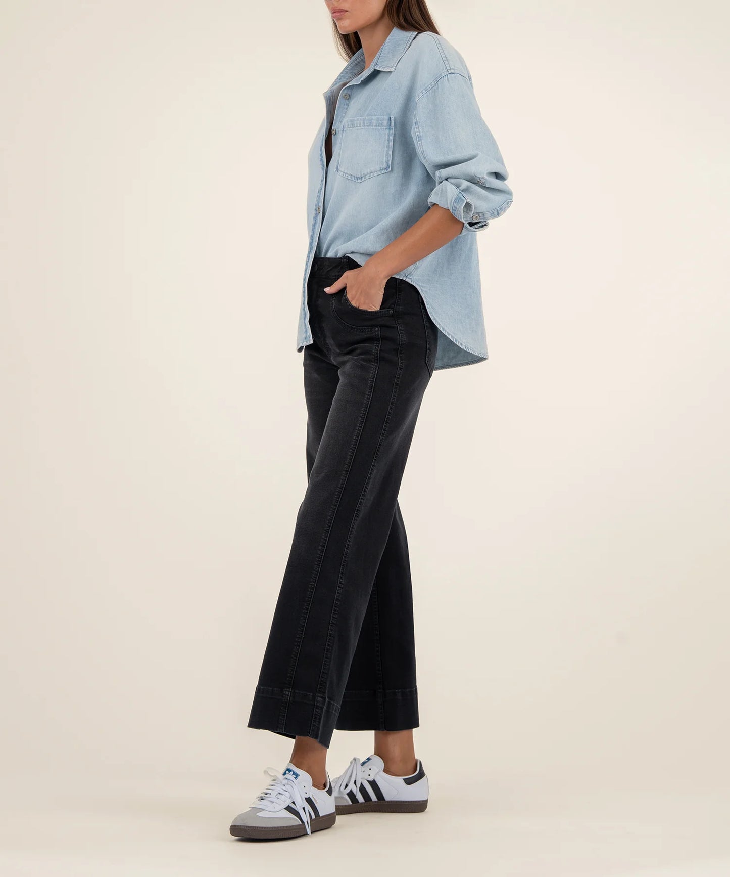 Meg High Rise Wide Leg Jean - Glittering