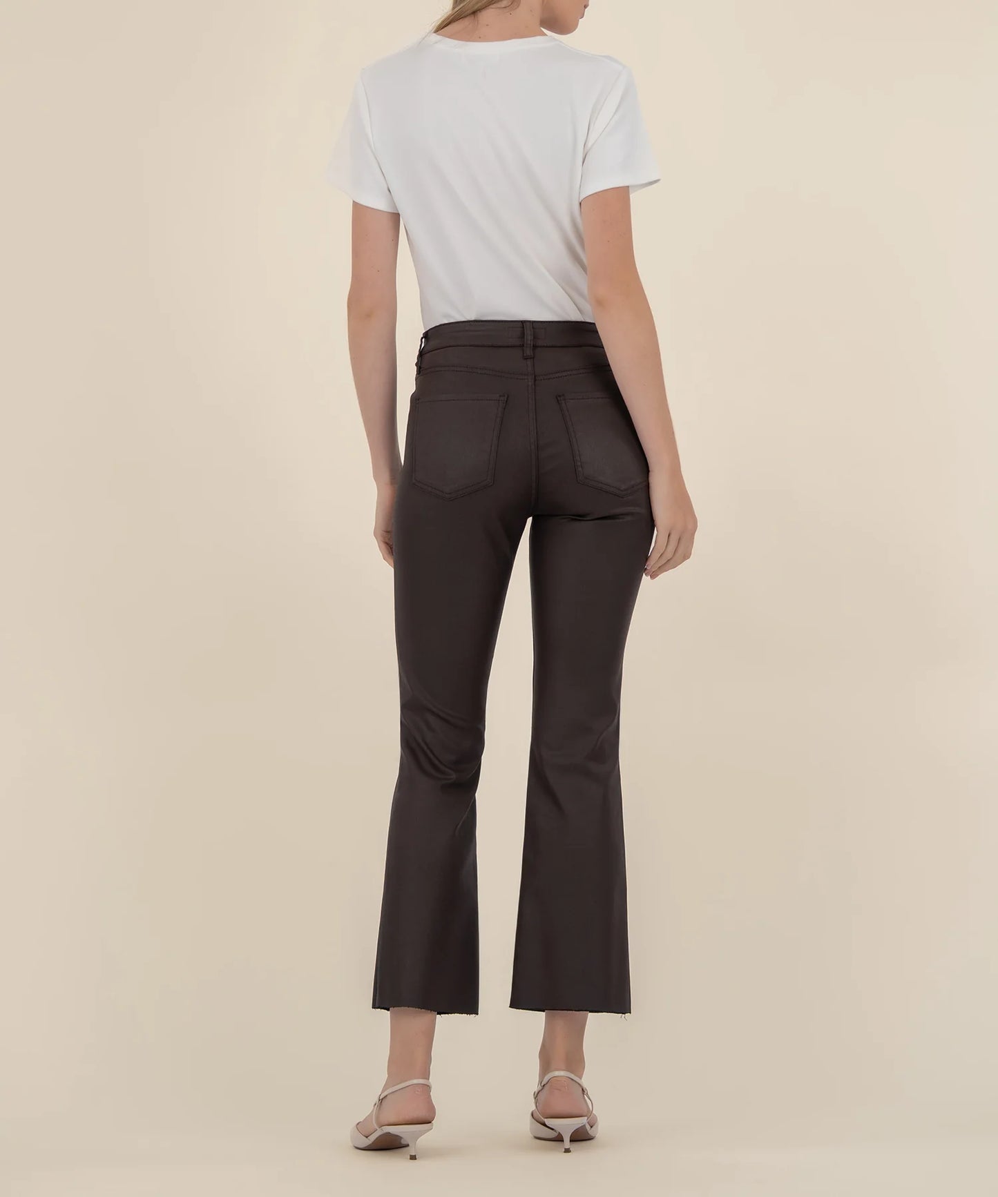Kelsey Coated High Rise Ankle Flare Jean - Chocolate