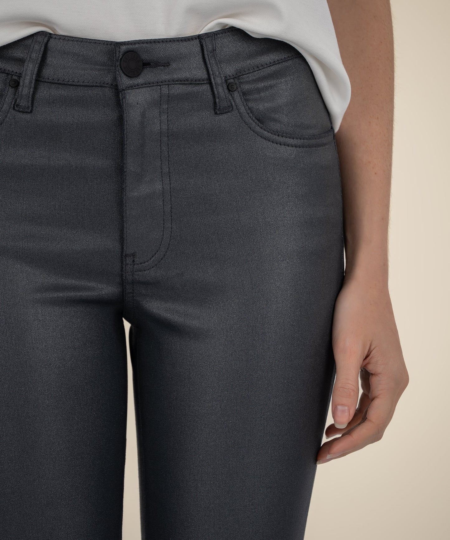 Kelsey Coated High Rise Ankle Flare Jean - Silver Bell