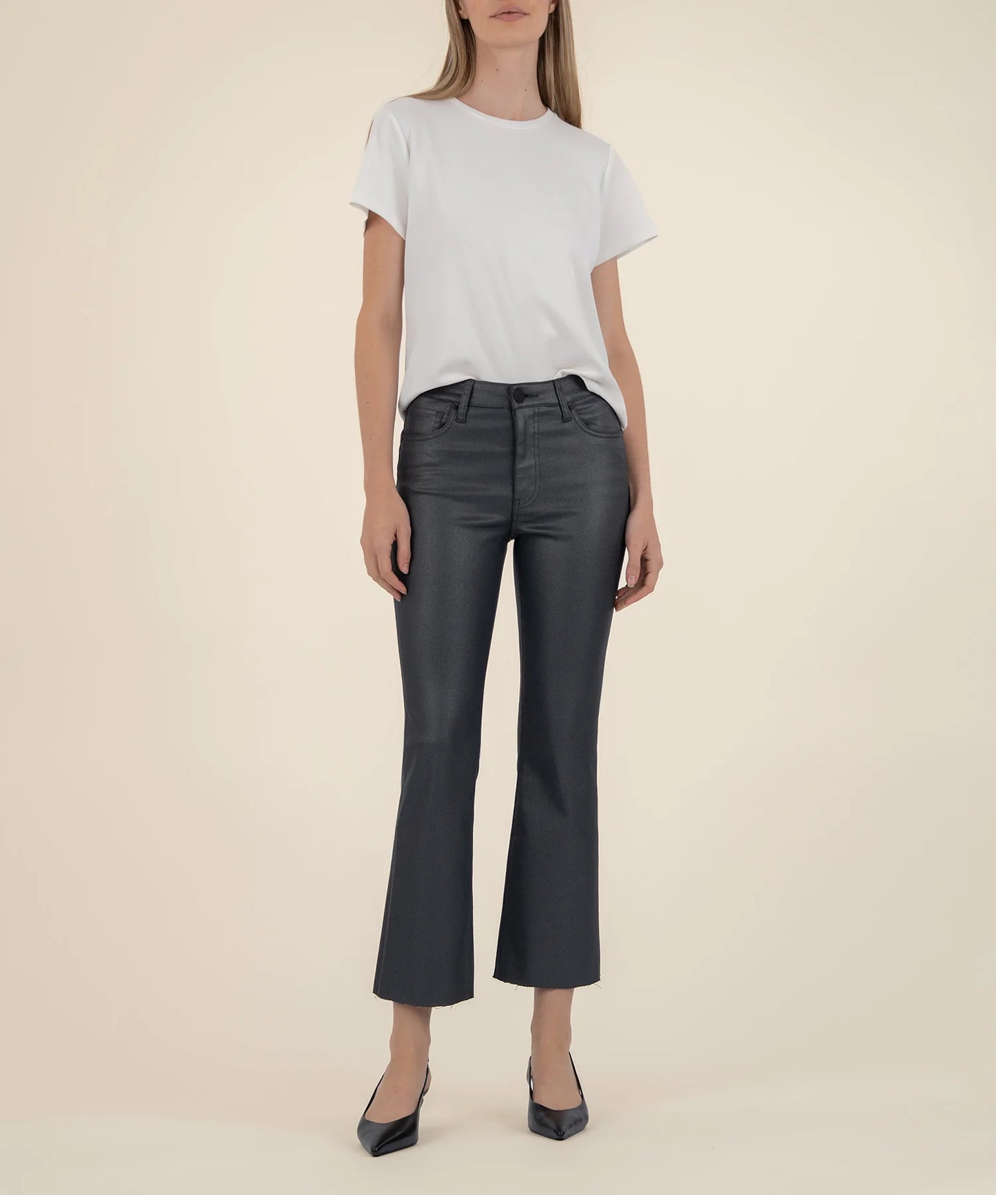 Kelsey Coated High Rise Ankle Flare Jean - Silver Bell