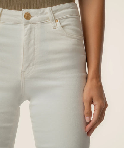 Kelsey High Rise Ankle Flare Jean - Ecru