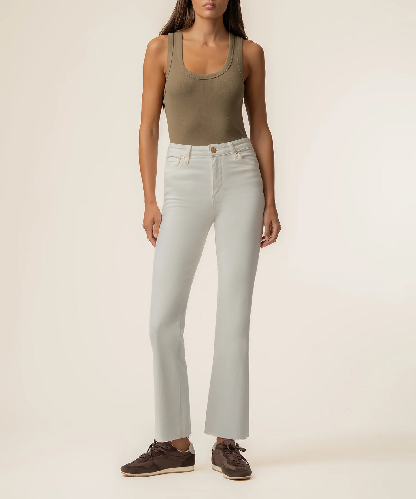 Kelsey High Rise Ankle Flare Jean - Ecru