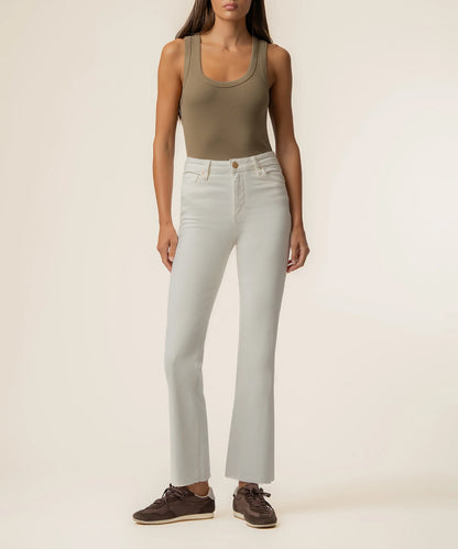 Kelsey High Rise Ankle Flare Jean - Ecru