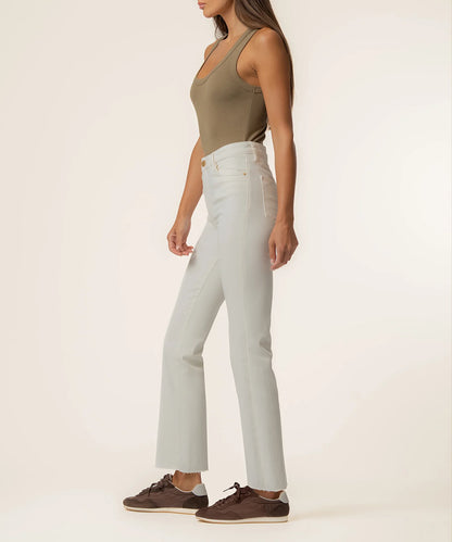 Kelsey High Rise Ankle Flare Jean - Ecru