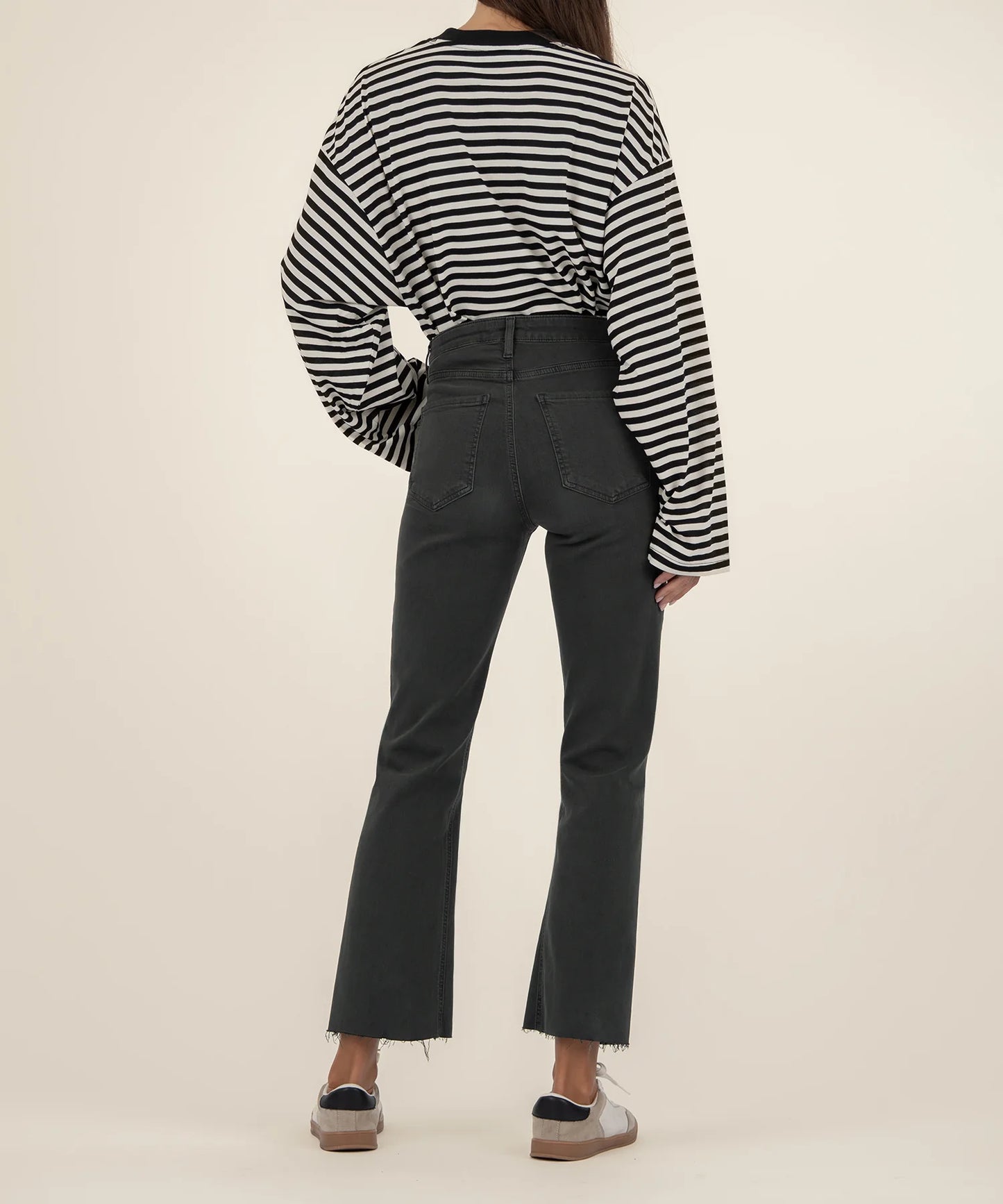 Kelsey High Rise Ankle Flare Jean - Pewter Green