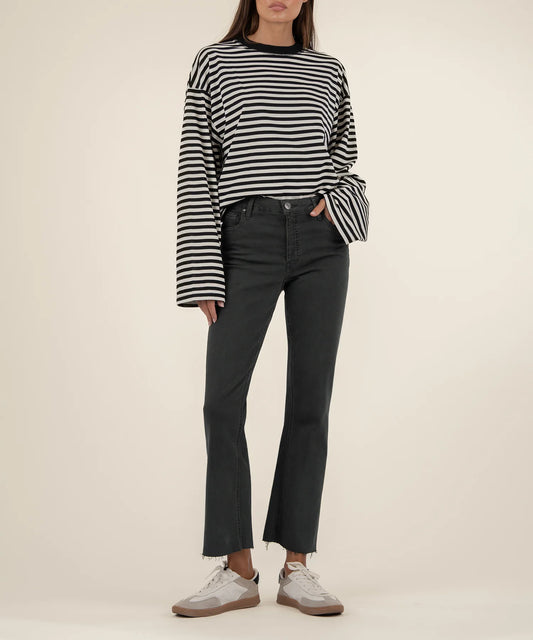 Kelsey High Rise Ankle Flare Jean - Pewter Green