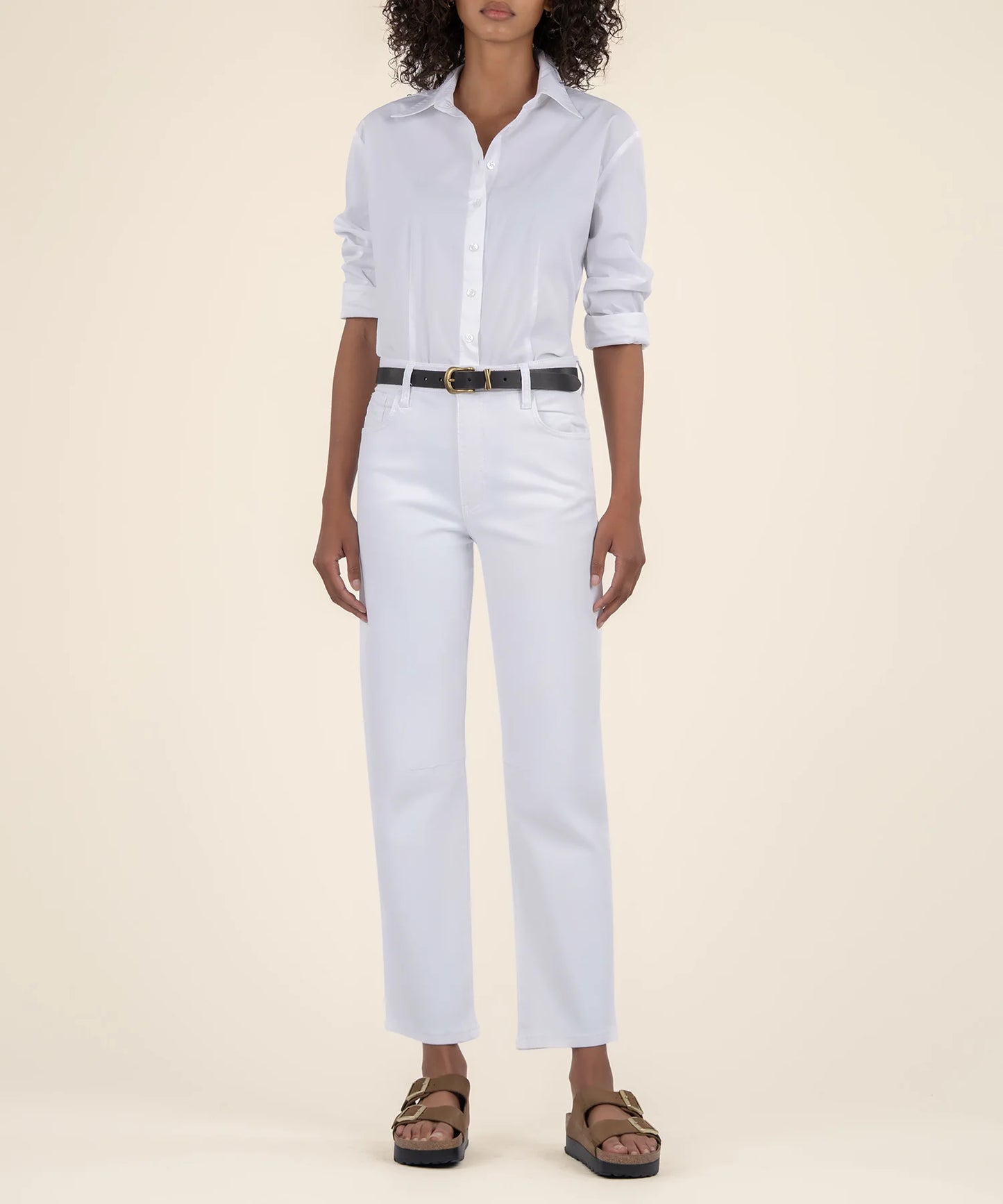 Ashley High Rise Barrel Jean - Optic White