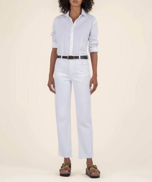 Ashley High Rise Barrel Jean - Optic White