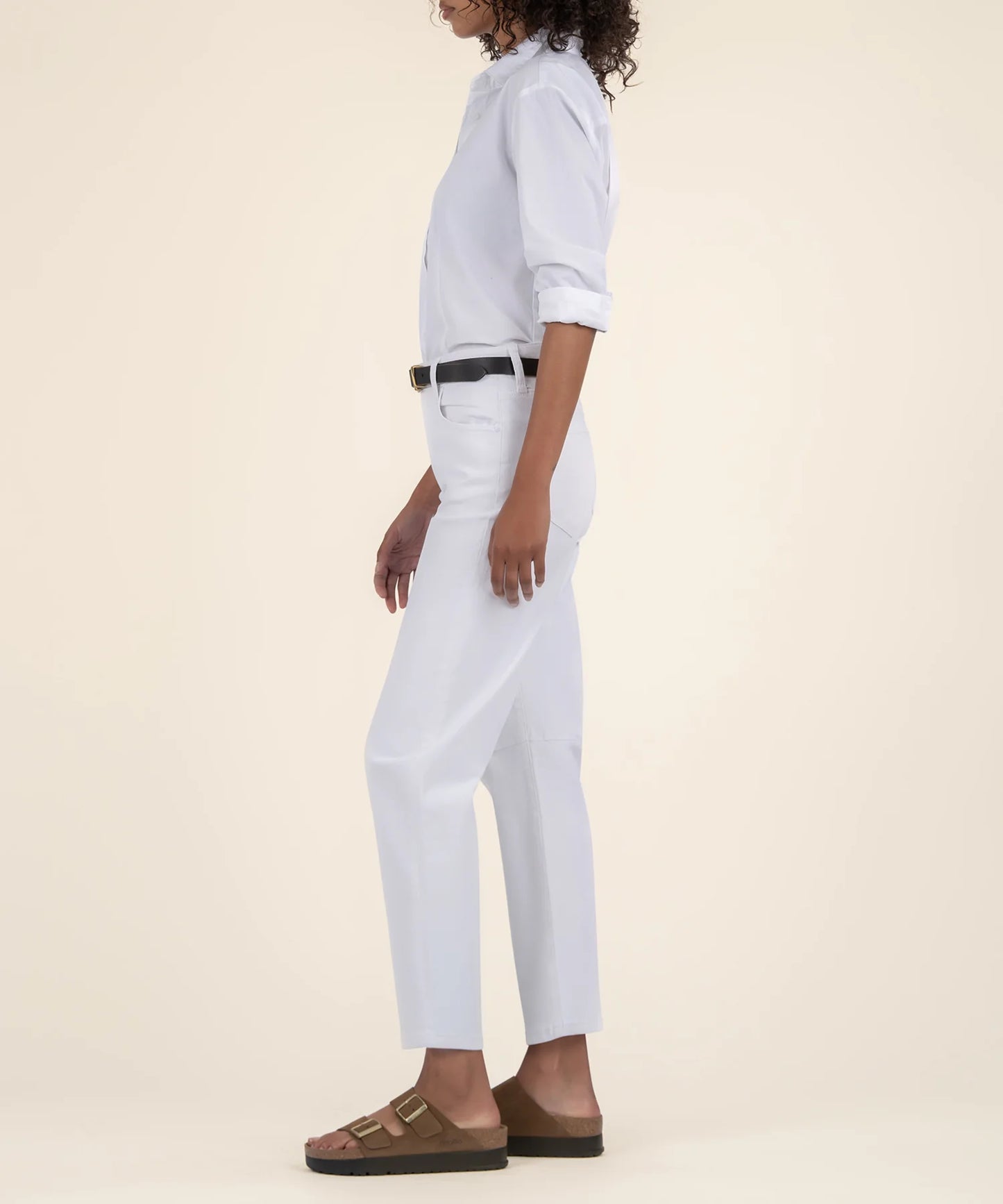 Ashley High Rise Barrel Jean - Optic White