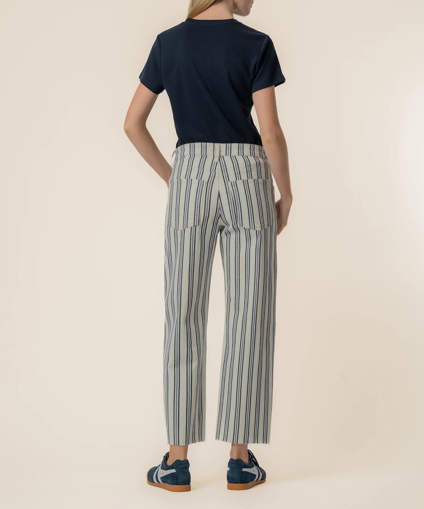 Gwen High Rise Wide Leg Jean - Navy/Ivory