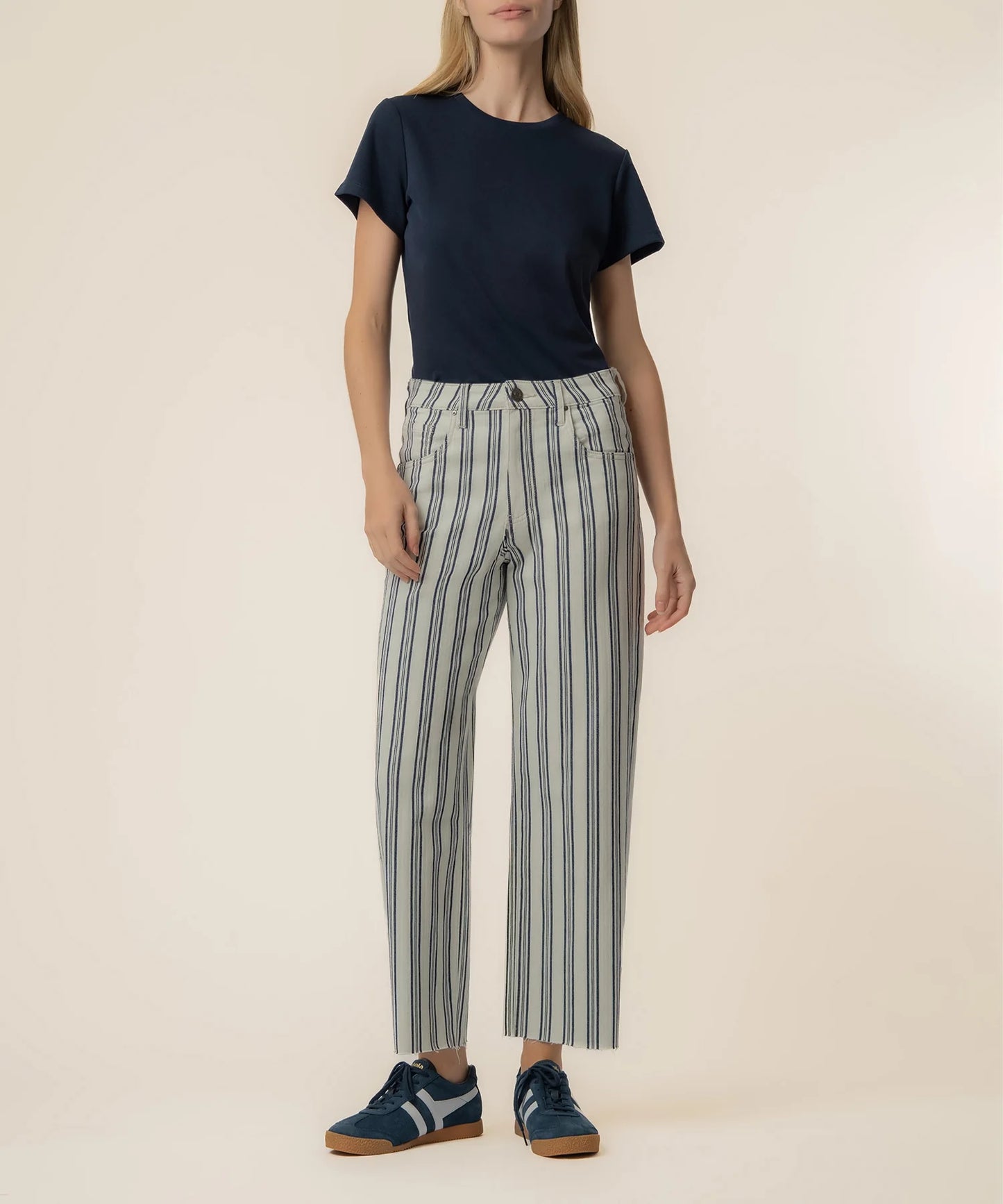 Gwen High Rise Wide Leg Jean - Navy/Ivory