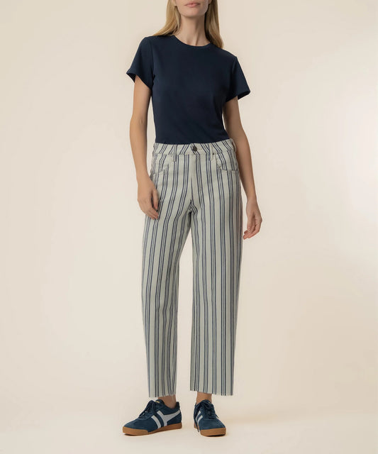 Gwen High Rise Wide Leg Jean - Navy/Ivory