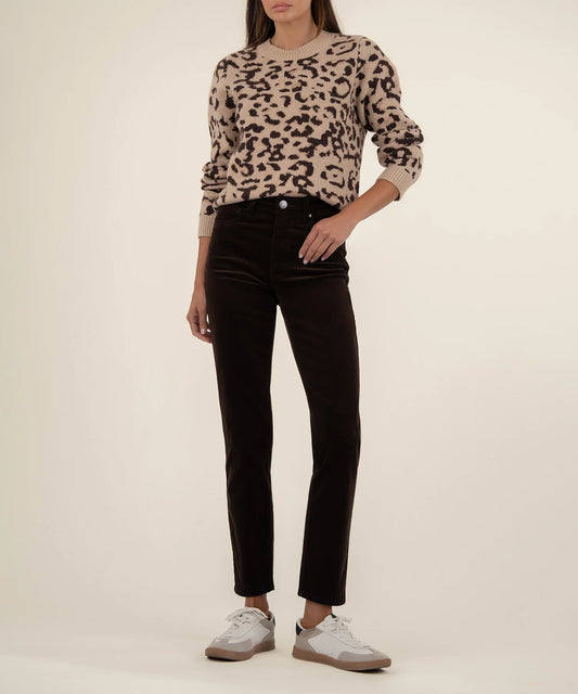 Gisela Animal Print Pullover Sweater - Beige/Brown
