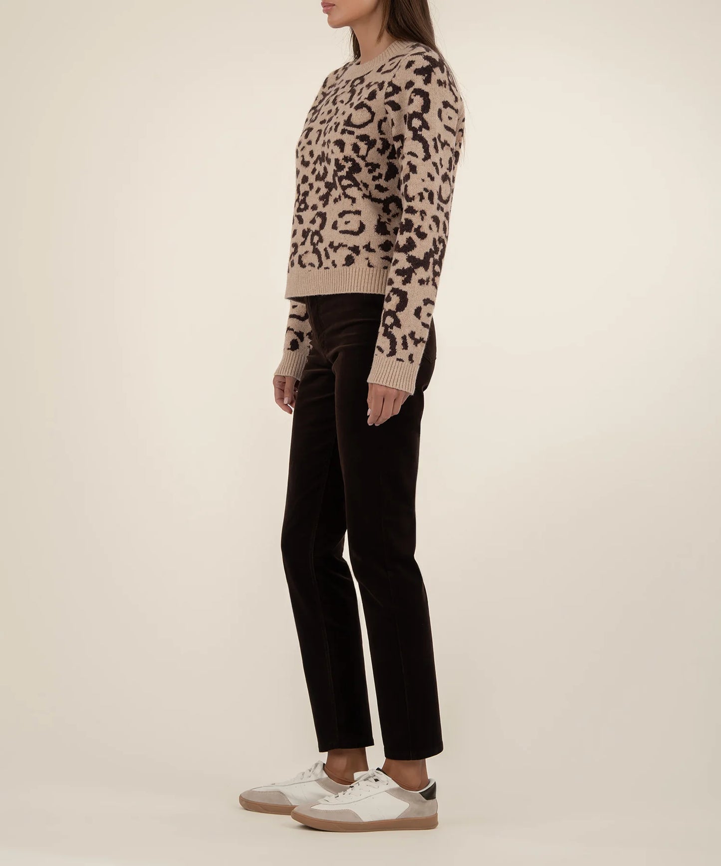 Gisela Animal Print Pullover Sweater - Beige/Brown