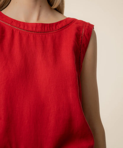 Joanne Sleeveless Crop Top - Tomato