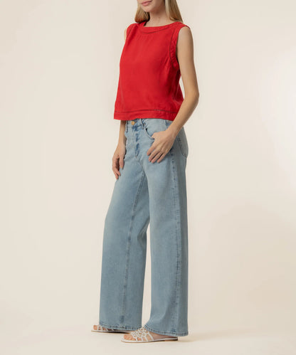 Joanne Sleeveless Crop Top - Tomato