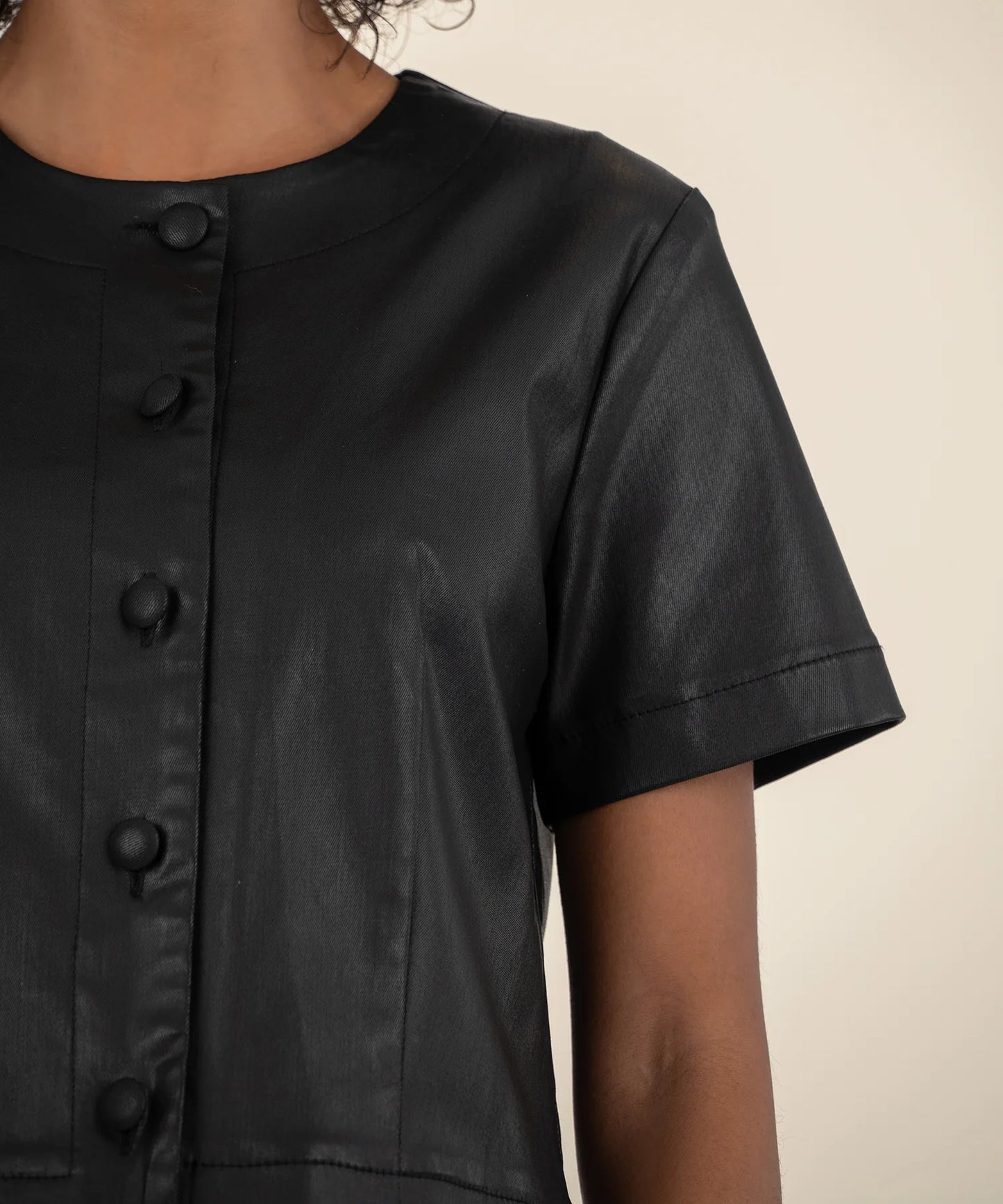 Esmeray Coated Shirt - Black