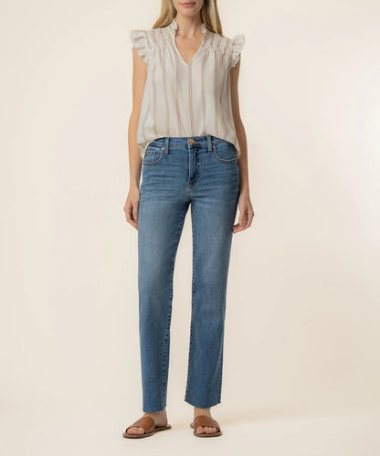 Ronda Ruffle Neck Top - Cream