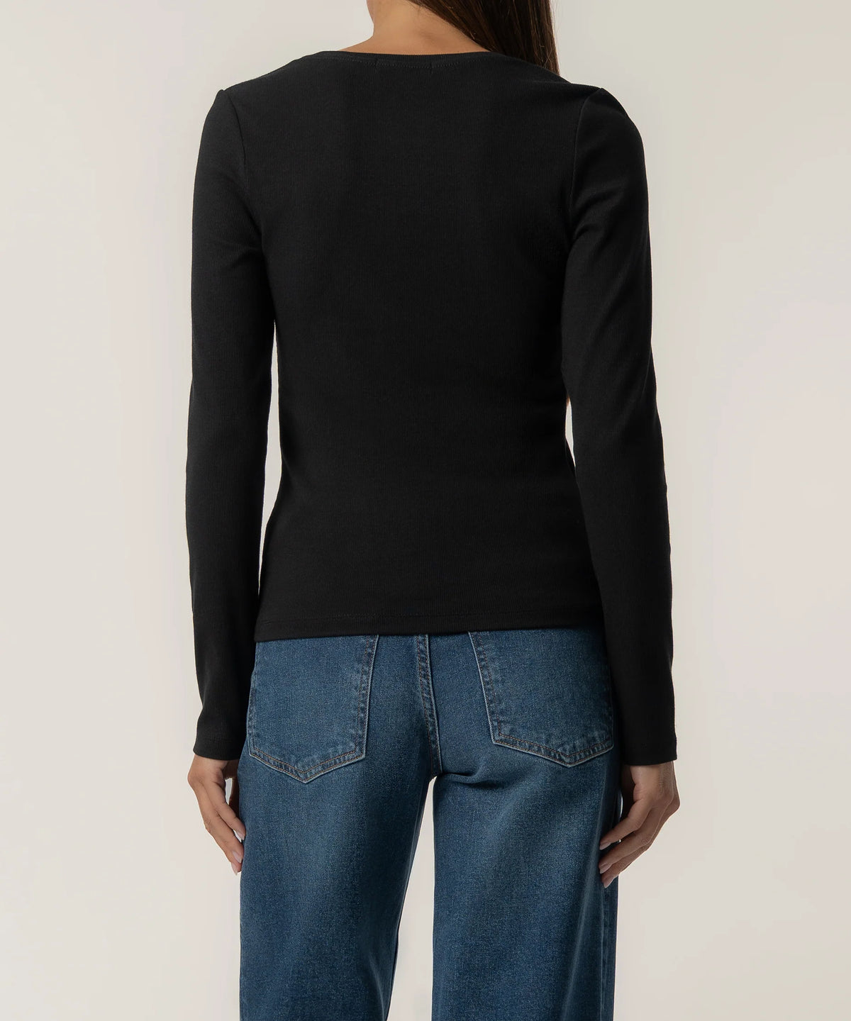 Sarah Rib Knit Top - Black