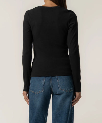 Sarah Rib Knit Top - Black