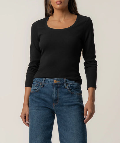 Sarah Rib Knit Top - Black