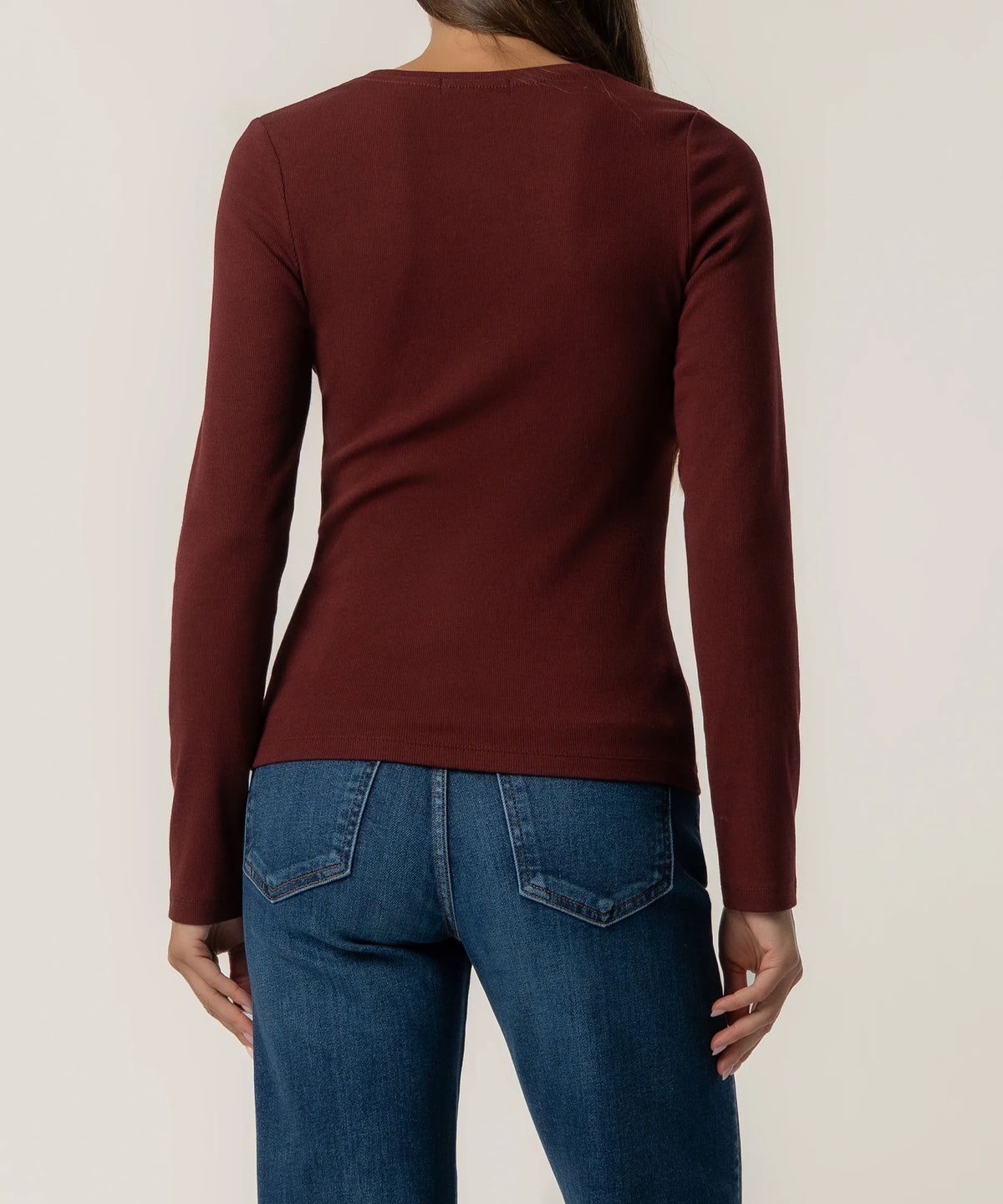 Sarah Rib Knit Top - Merlot