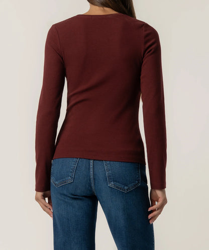 Sarah Rib Knit Top - Merlot