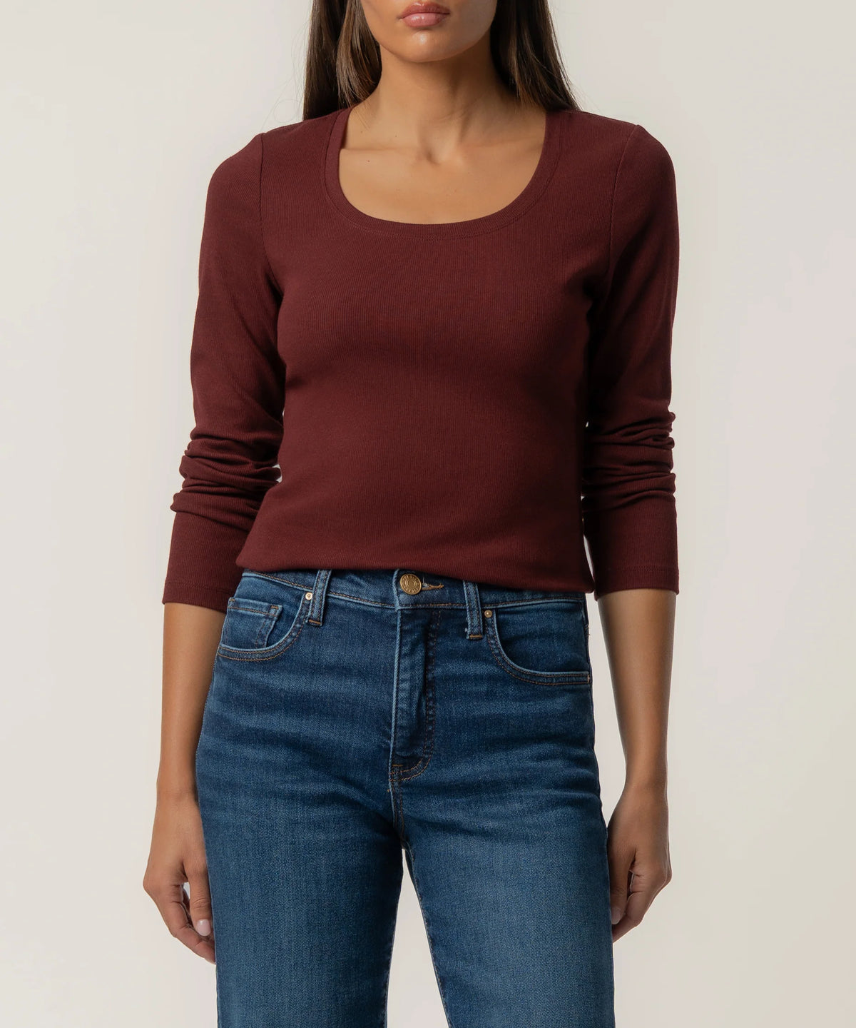 Sarah Rib Knit Top - Merlot