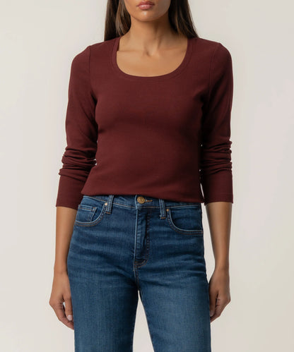 Sarah Rib Knit Top - Merlot
