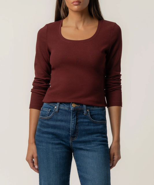 Sarah Rib Knit Top - Merlot
