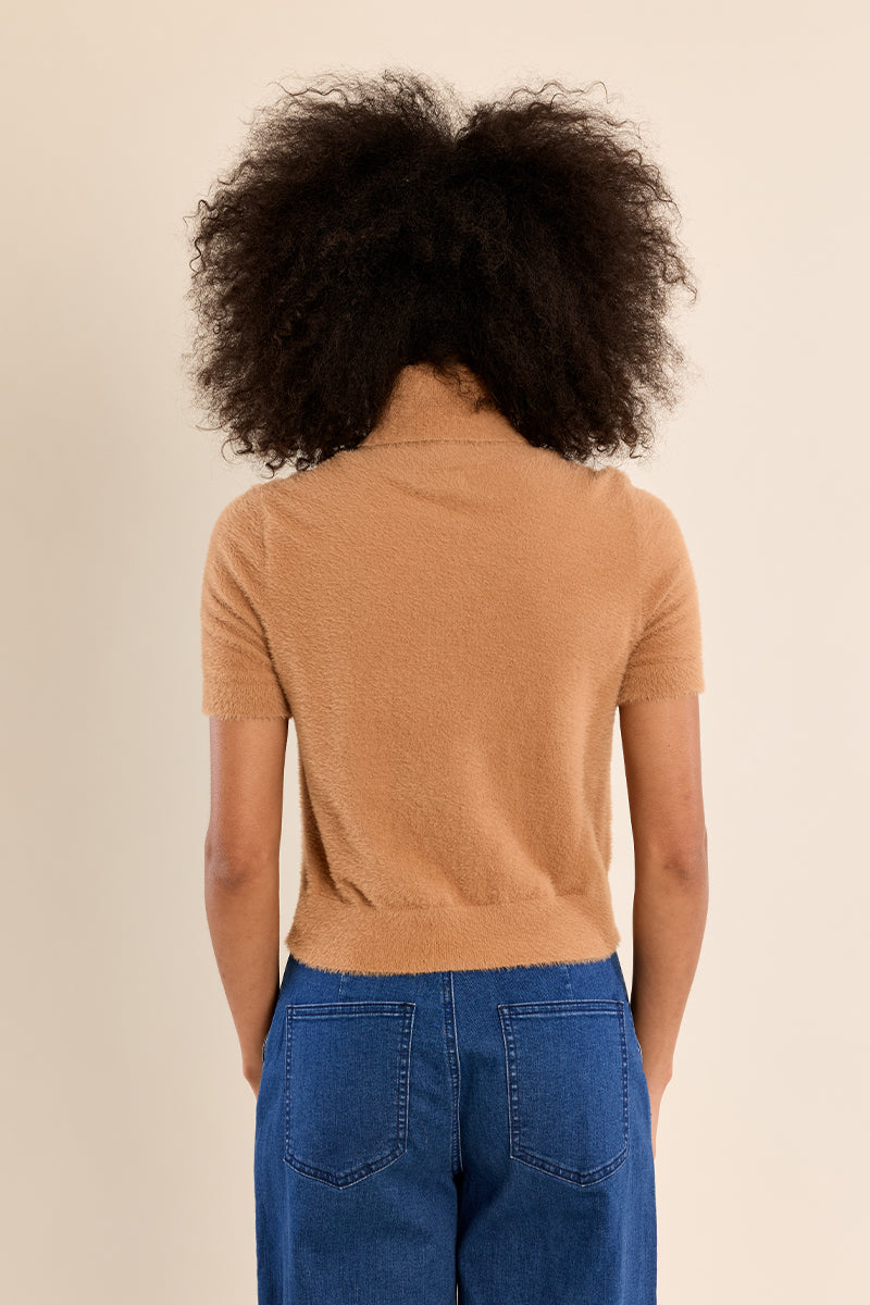 Cloud Nine Short Sleeve Sweater - Camel