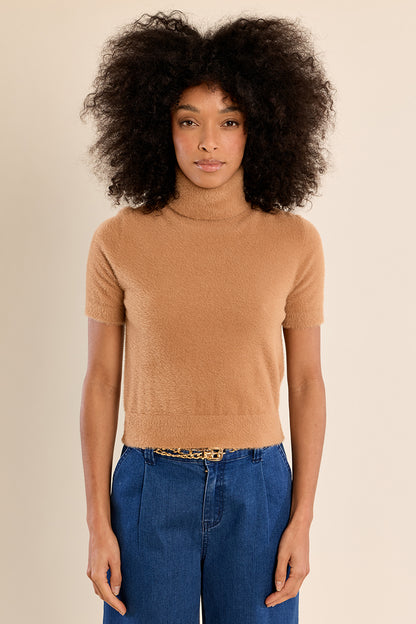Cloud Nine Short Sleeve Sweater - Camel