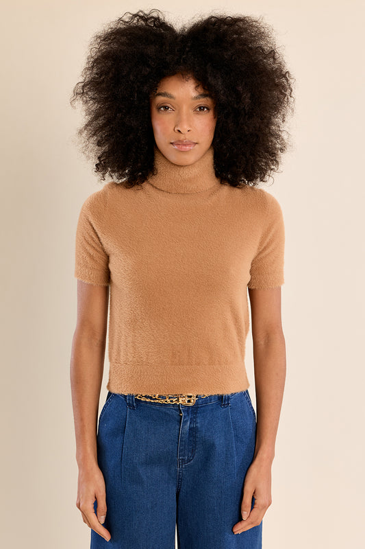 Cloud Nine Short Sleeve Sweater - Camel