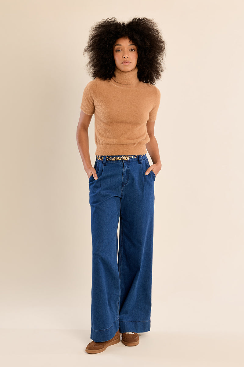 Cloud Nine Short Sleeve Sweater - Camel