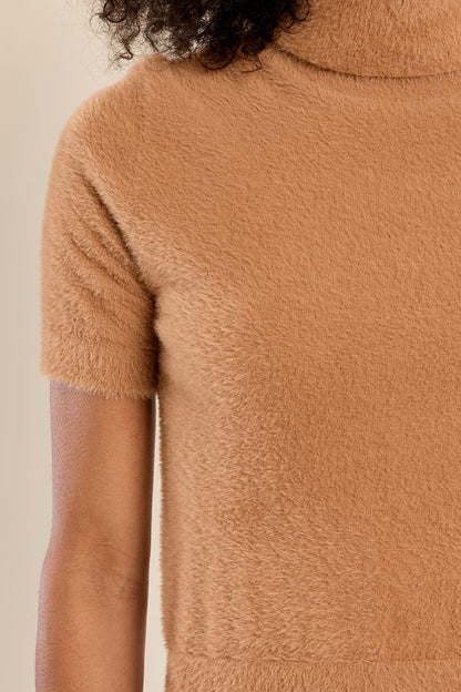 Cloud Nine Short Sleeve Sweater - Camel