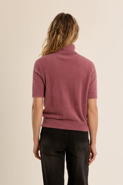 Cloud Nine Short Sleeve Sweater - Mauve