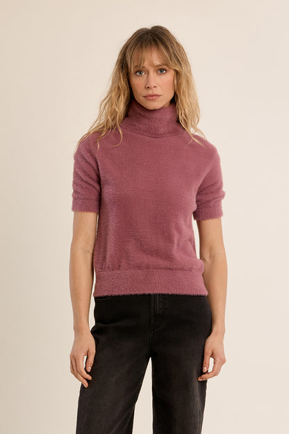 Cloud Nine Short Sleeve Sweater - Mauve